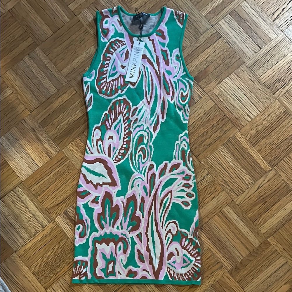 MINKPINK Green Halter Sheath Mini Dress